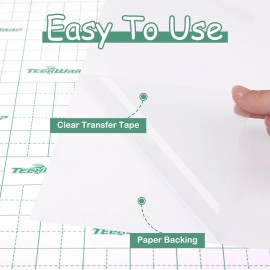 TECKWRAP Clear Matte Vinyl Transfer Tape for Vinyl Layer Low Tack 12” x 30FT Perfect f...