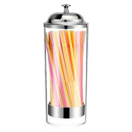 Straw Dispenser,Drinking Straw Holder for Kitchen, Pop Up Straw Lid Dispenser,Includes 100 pcs Straws (Plastic Straws-100)