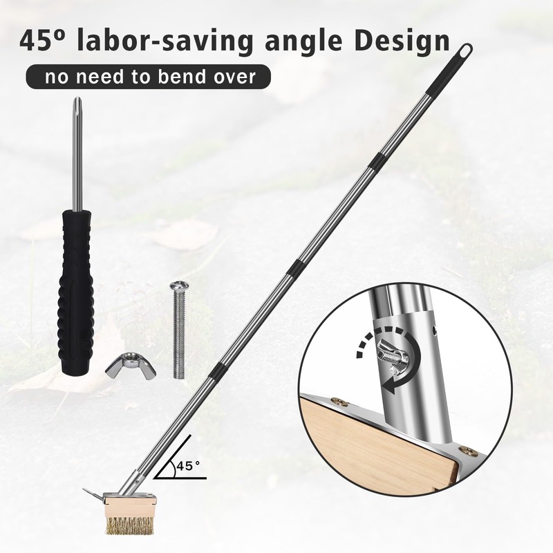 mcwdoit Crack Weeder Tool, Weed Puller Tool with 2 Heads&Scraping