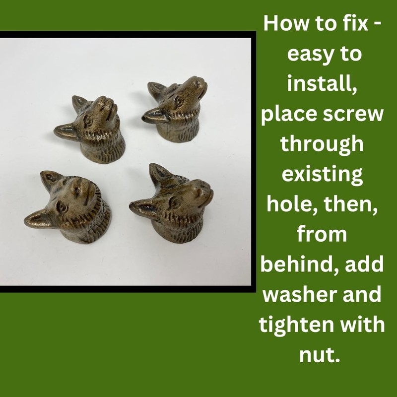 Vintage Antique Iron Bronze Handmade Metal Animal Cupboard Door Knobs,