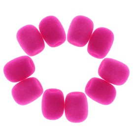 Almencla 10Pcs Lapel Headset Microphone Windscreens Foam Microphone Covers, Mini Size, Fushcia