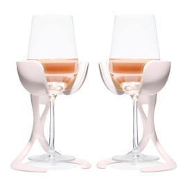 VoChill Stemmed Wine Glass Chiller | Made in USA | Radically cool wine tool – keeps wine perfectly chilled in your glass | Refreezable Chill Cradle actively chills (Blush, Pair)