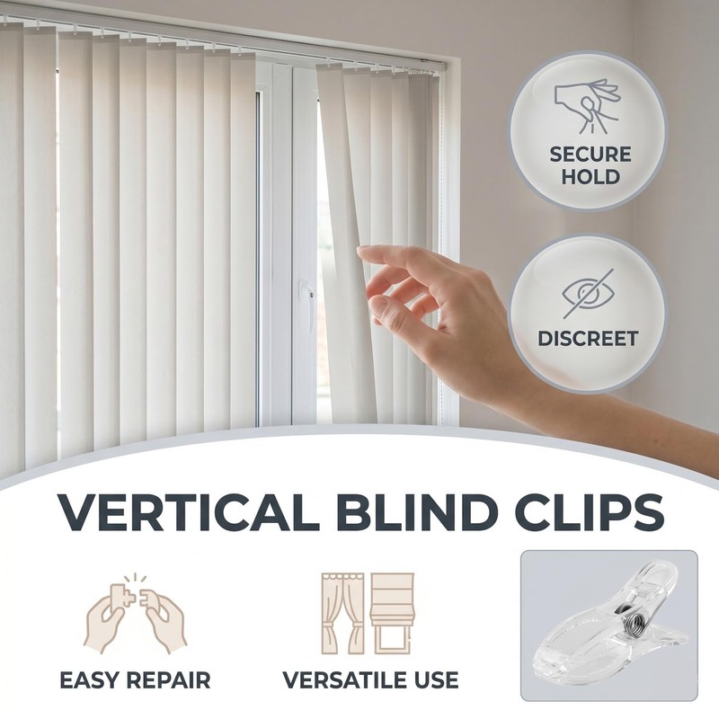 Hopzab 12PCS Clear Vertical Blind Clips, for Securing Curtains, Versatile
