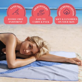 Quick Dry Towel for Beach (69 inch x 37 inch) - Sand Towel Beach - Fast Drying Beach Towel - Swimming Towel - Thin Beach Towel for Travel - Turkish Cotton Beach Towel