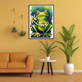 PFFNGPEN Diamond Art Painting Kits for Adults,DIY Frog Diamond Art Kits for Beginners 5D Round Full Drill Animal Diamond Art for Home Wall Decor Craft Gifts 12x16 inch