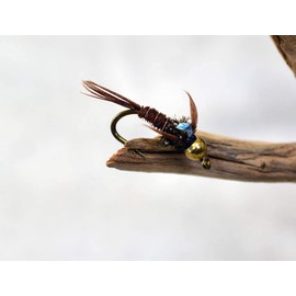 Bead Head Flash Back Pheasant Tail Mayfly Nymph Flies Tied on Mustad Signature Fly Hooks - 12 Flies (Assortment)