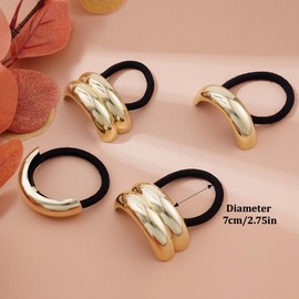 FDKYOEK 4 PCS Hair Ties, Gold Ponytail Cuffs, Gold Hair Ties for Long Thin Thick Hair, Hair Cuffs for Women Girls, Luxury Elastic Hair Ties for Ponytails Bun, Gold Hair Accessories