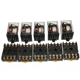Omron Relay OMRON MK2P-I MK2P MK2 AC 220V AC 8 Pin 10A 250VAC and PF083A Socket 5 PCS