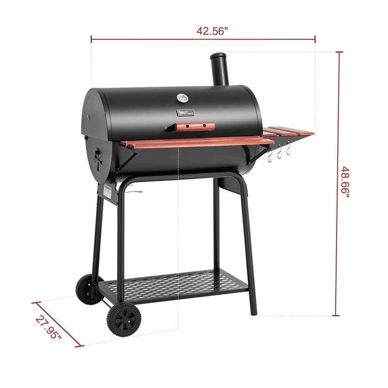Royal Gourmet CC1830V 30 Barrel Charcoal Grill with Wood-Painted Side
