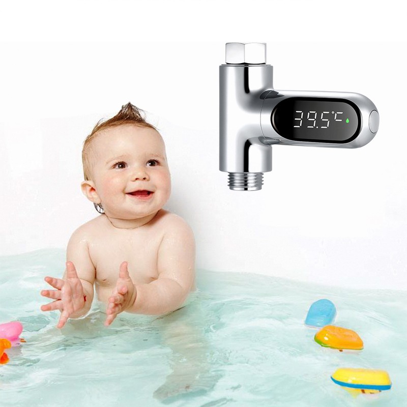 LED Display Water Meter Digital Shower Thermometer Bath Temperature Monitor