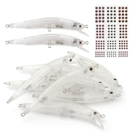 OriGlam 20pcs Lure Blanks Unpainted Fishing Lures, Blank Unpainted Minnow Crankbaits, Topwater Fishing Blanks Lures with 3D Fishing Eye for Salmon Trout Bass