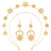 Celestial Sun Star Moon Headband & Earrings Set for Women