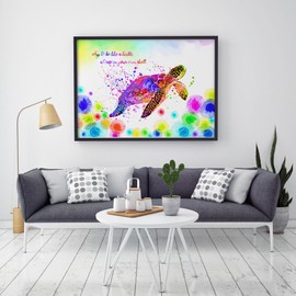 Uhomate Colorful Sea Turtle Sea Turtle Home Canvas Prints Wall Art Baby Gift Inspirational Quotes Wall Decor Living Room Bedroom Bathroom Artwork C056 (8X10 inch)