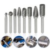 8pcs Carbide Rotary Burr Set, Double Cut 1/4''(6.35mm) Shank Solid