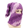 Bunny Ear Knitted Hat Purple Warm Windproof Thicken Stretchy Stylish