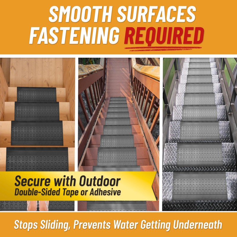 Ottomanson Bullnose Stair Treads Outdoor – Coin Heavy-Duty Non-Slip Stair