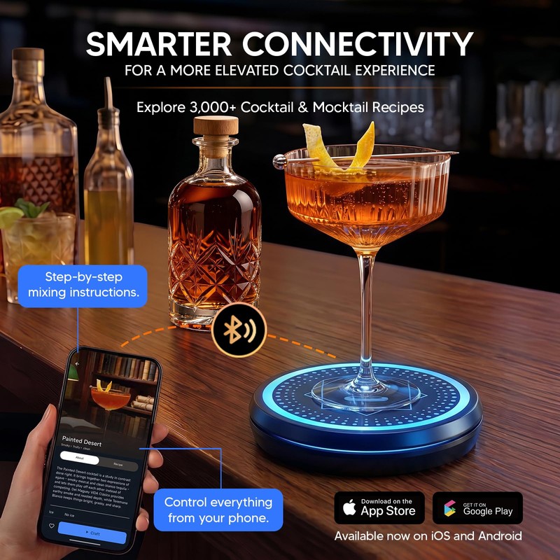 CLIYYD Smart Cocktail Coaster, App-Connected LED Cocktail Maker for Home