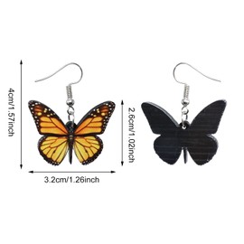 Honbay 1 Pair of Fashion Butterfly Drop Earrings Cute Acrylic Butterfly Dangle Earrings