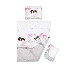 Baby Comfort 3 piece set Duvet Cover Pillowcase and Fitted Sheet for 83x50 cm Co-Sleeper Crib (Grey Dancer)