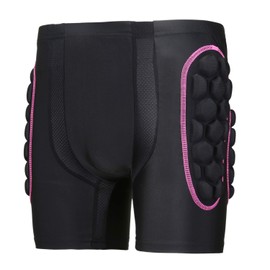 OHMOTOR 3D Padded Protective Shorts Hip Butt EVA Pad Short Pants Heavy Duty Protective Gear Guard Drop Resistance for Ski Skiing Skating Snowboard Cycling (Pink - for Women, L)