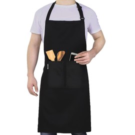 LEFUNDA® Waterproof Apron with 3 Pockets, Adjustable BBQ Apron with Long Straps, Kitchen Apron for Men, Women, Kitchen, Restaurant, Cafe, Baking
