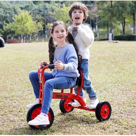 Kids Tricycle for Preschool Playground, Daycare Toddler Tandem Trike, Children Double Seat Bike with Passenger Seat, Outdoor Playground Equipment Tricycles