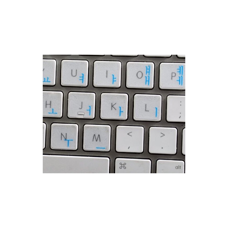 MAC Korean Keyboard Labels Layout with Blue Lettering ON Transparent