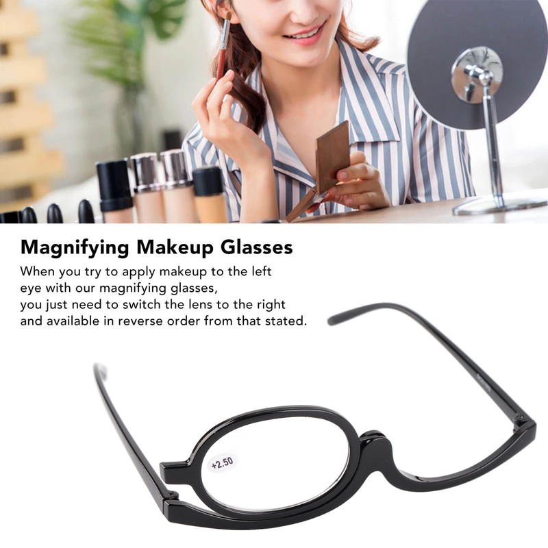 Magnifying Eye Makeup Glasses Women Stylish Flip Down Lens Cosmetic
