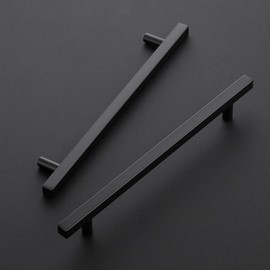 Ravinte Black Cabinet Handles 30 Pack 8 inch Matte Black Square Cabinet Pulls Black Kitchen Hardware 11 inch Overall Length Black Kitchen Drawer Pulls