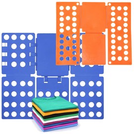Manwetye 2 PCS Clothes Folding Board for Kid and Adult,T Shirt Folder Laundry Organizer Easy and Fast for Home Organization Clothes Folding Board(Orange and Blue)