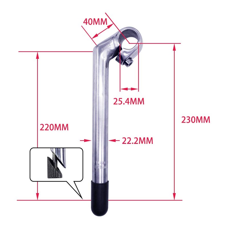 SENQI 22.2 * 25.4mm Electroplating Gooseneck Stem Aluminum Alloy 80