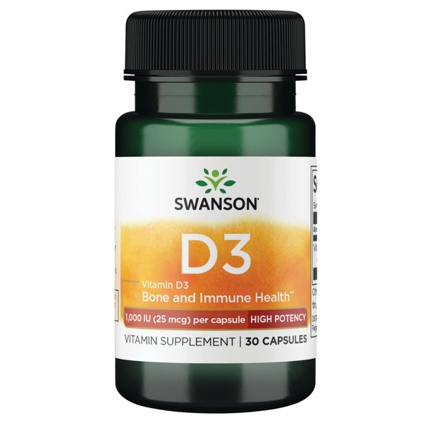 Swanson High Potency Vitamin D-3 1000 Iu (25 mcg) 30 Capsules (4 Pack)