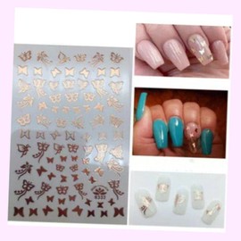 (Lot of 2 Sheets) Butterfly Nail Stickers Waterproof DIY Type 332 Pink for Nails Design Nail Art Stickers Decals Supplies Manicure Tips Sticker Colorful for Nail Decorations