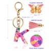 Initial Letter Keychain for Women Gift Cute Butterfly Tassel Resin