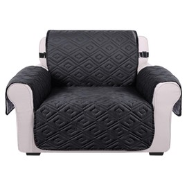 Imperial Rooms Sofa Cover 1 Seater Black - Dark Grey Non Slip Sofa Slipcovers 100% Water Resistant Reversible Quilted Sofa Protectors from Pets/Dogs, Adjustable Elastic Strap Couch Covers