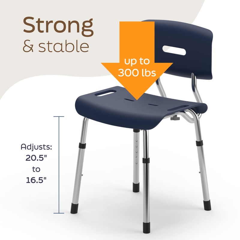 Medline Shower Chair with Backrest and Microban, Ideal for Disabled,