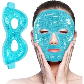 Antifaz Gel para Ojos y Mascara Hielo Facial para Hinchados/Ojeras/Migraña Kits de Mascara Gel Frio Cara con Respaldo de Felpa Suave, Antifaz para Dormir Fria y Caliente, Alivio del Estrés (Morado)
