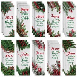 Zhanmai 200Pcs Christmas Bookmarks for Students Jesus is The Reason for The Season Religious Bookmark Bulk Paper Christmas Bookmarks for Christmas Sunday School Teacher Classroom Reward for Kids Gifts