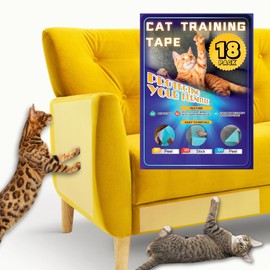 MonJolly 18 Pcs Cat Anti Scratching Training Tape, Double Sided Sticky Tape for Cats, Couch Protector from Cat Claws, Cat Scratch Furniture Protector, Couch Protector Cat, Cat Furniture Protector