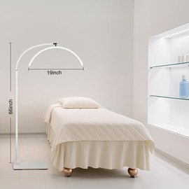 MINIEAR Flexible Gooseneck 19-Inch Eyelash Lamp — Dimmable LED Floor Lamp for Eyelash Extensions, Tattoo Artists — Rotating Half-Moon Head, Adjustable Brightness and Color Temperature (White)