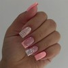 Pink Press on Nails Short Fake Nails Star Stripe Stick