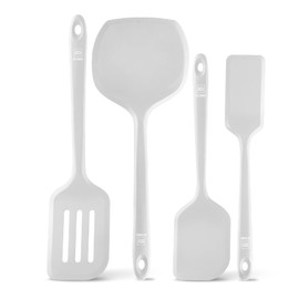 New DI ORO Seamless Series Moda 4-Piece Silicone Turner Spatula Set - 600°F Heat-Resistant Flexible Kitchen Spatulas for Nonstick Cookware - Flippers for Eggs & Pancakes - Utensils for Cooking (Stone)