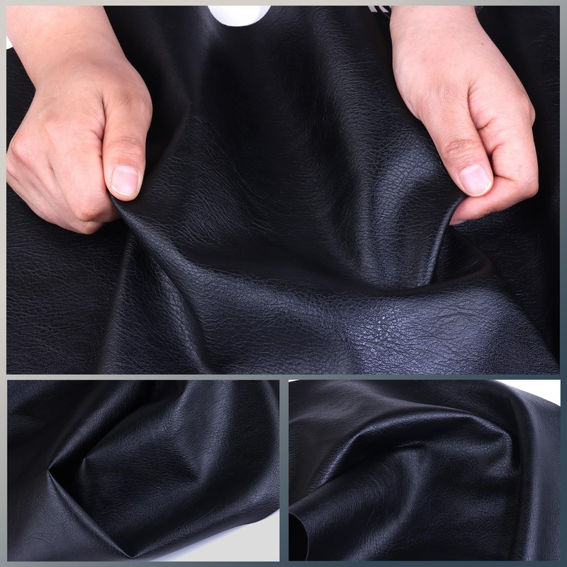 HGUAN Solid Color Soft Black Faux Leather Fabric 12"x53" (30cm