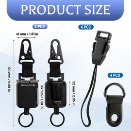 2-Pack Retractable CB Mic Holder, High-Elastic Keychain with Metal Clip for CB Mic Hanger, Truck Driver Accessories