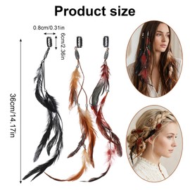 3 Pcs Feather Clips for Hair, Natural Feather Hair Clips