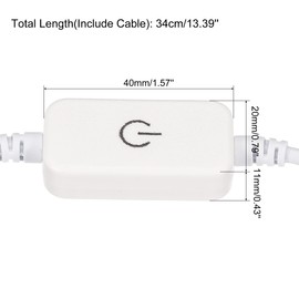 sourcing map LED Touch Inline Dimmer 5V 3A USB Cord Tact Switch Controller for Single Color Emitting Diode Strip Light, White