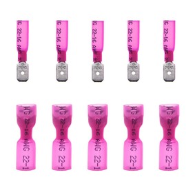 Yosawo Pack of 100 Heat Shrink Connectors Insulated Cable Connectors Male and Female Spade Quick Disconnect Coupling Electric Crimp Clamps (RSGMH)