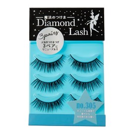 (3 Pairs) DiamondLash Blue Diamond Series No. 305: For your eyes with a cute and gorgeous presence. *This product is 3 pairs per box