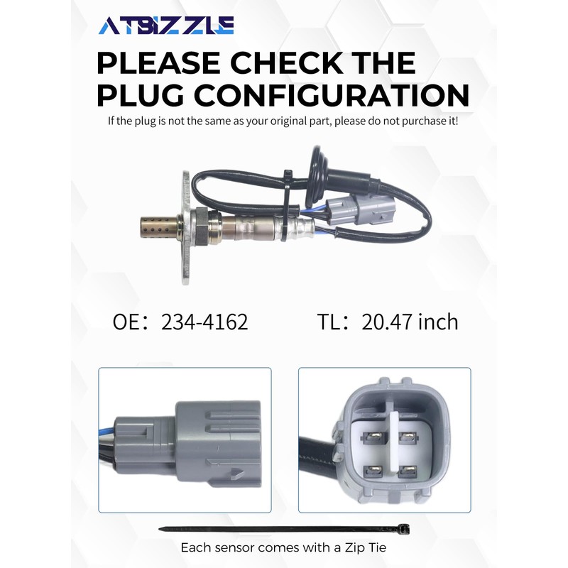 ATBIZZLE O2 Oxygen Sensor 234-4162 Upstream or Downstream Fit for