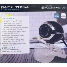 Vivitar Digital WebCam Clip On Camera VWC101-BLK Compatible w/ Windows & Mac OS